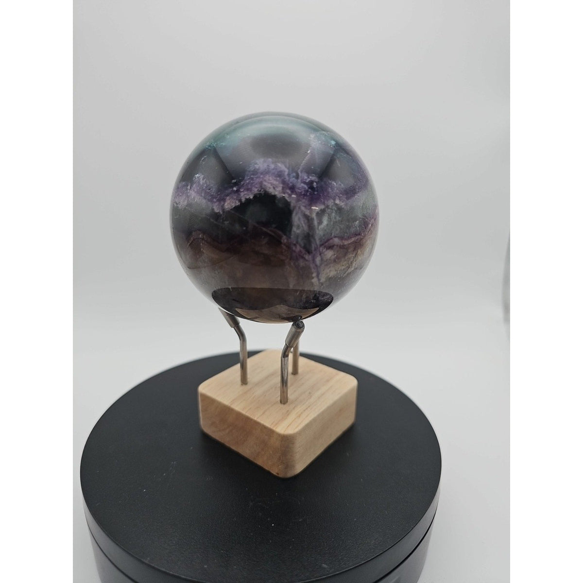 Natural Fluorite Crystal Sphere — 1.5lb, Purple & Green Banding