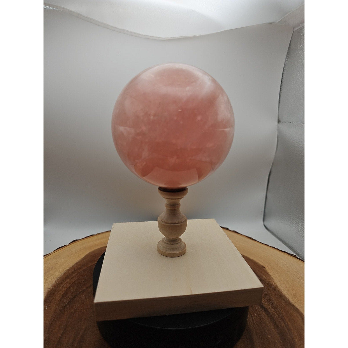 3.04LB Natural Pink Rose Quartz Crystal Sphere 98-107mm W/stand