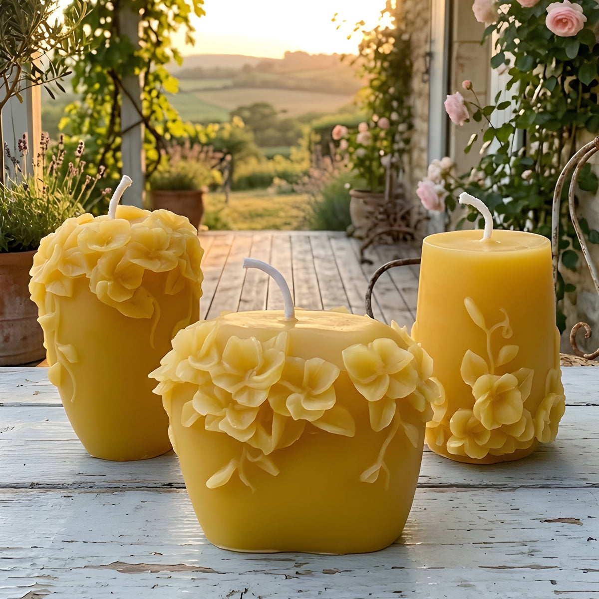 Vine Blossom Beeswax Candle Set