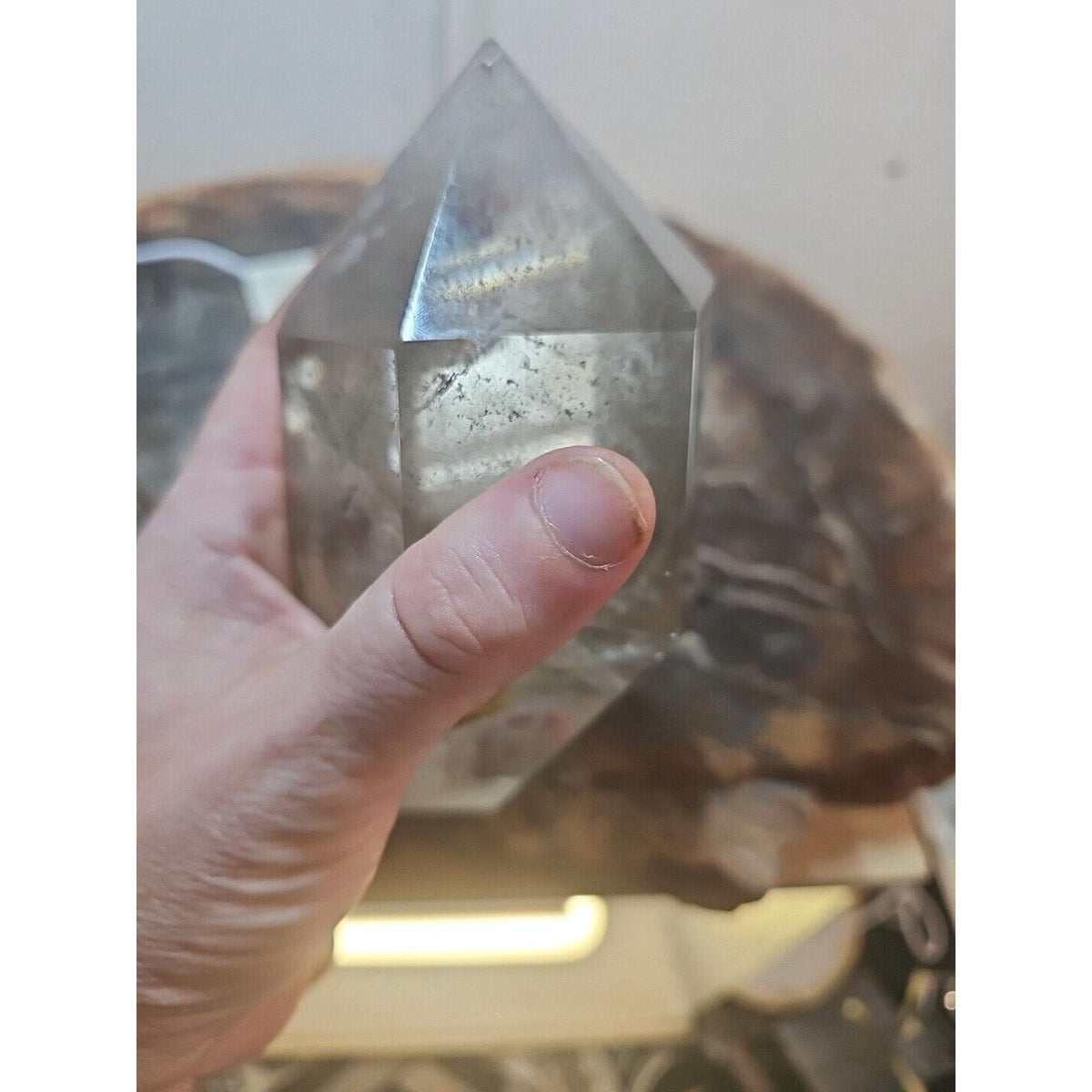 Green Ghost Phantom Quartz Crystal Obelisk — 2.7 lbs, Madagascar