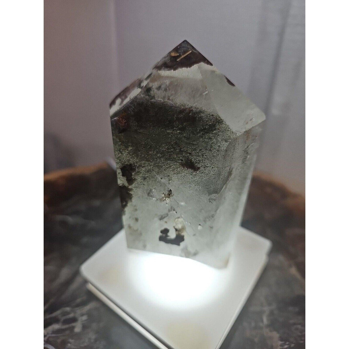 Madagascar Green Ghost Phantom Quartz Obelisk - 1.73LB Vitreous Healing Point