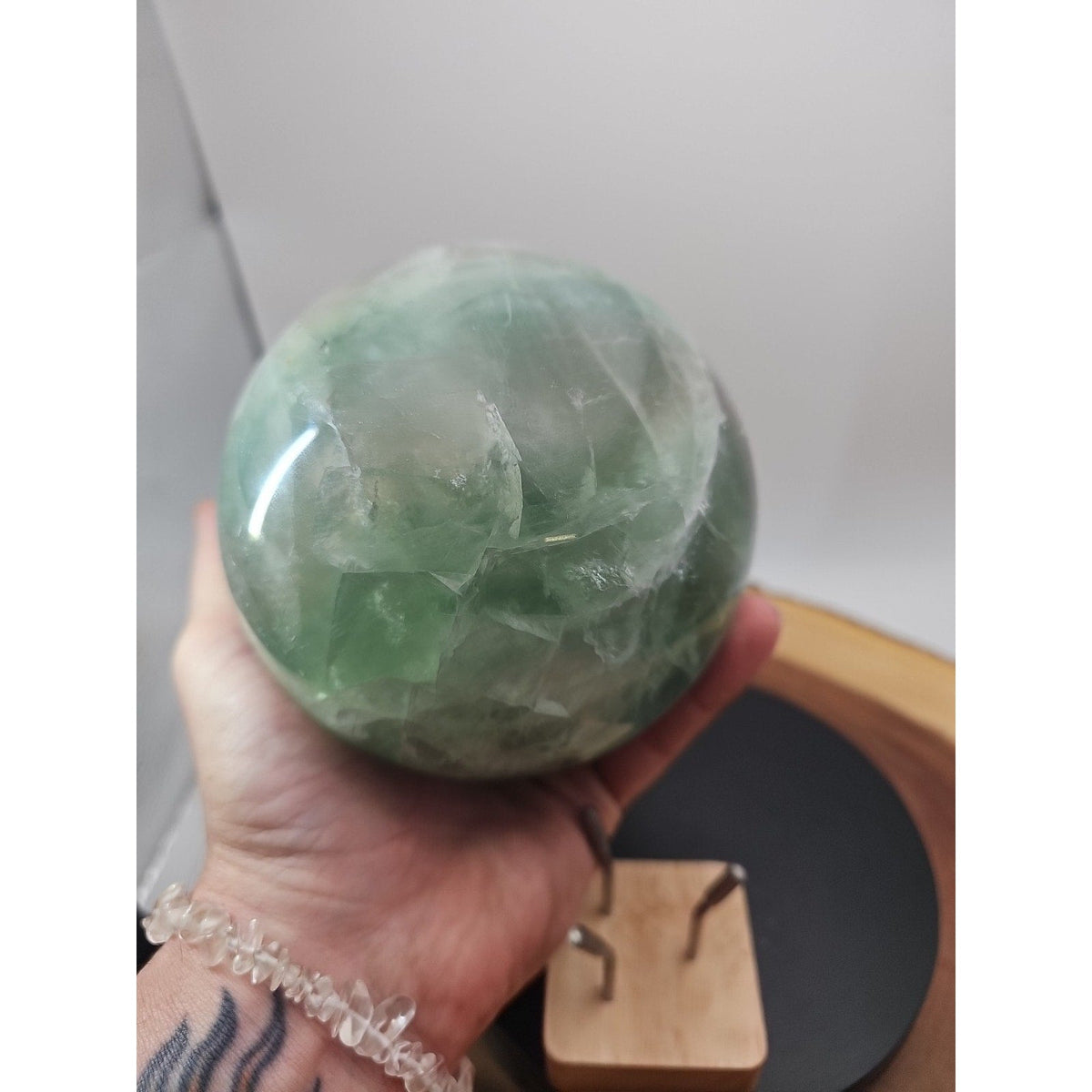 Large Natural Green Fluorite Quartz Crystal Sphere — 5.43 lbs, Madagascar