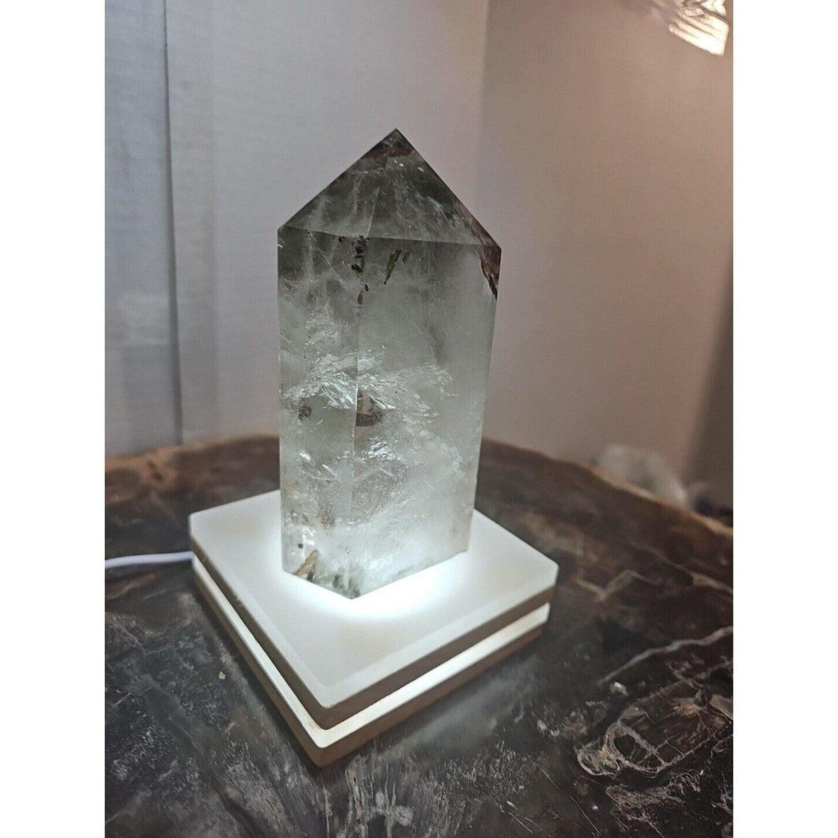 Madagascar Green Ghost Phantom Quartz Obelisk - 1.73LB Vitreous Healing Point