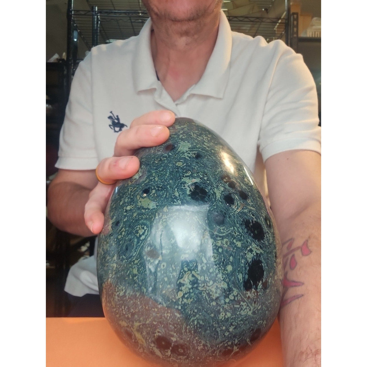 Kambaba Jasper Specimen with Jade Stand – 15.2 lb
