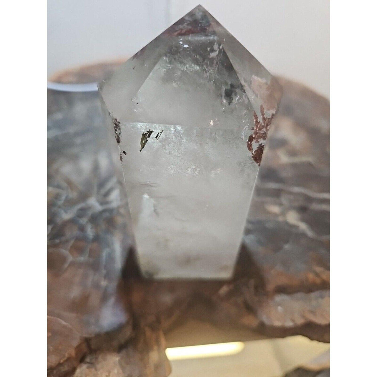 Madagascar Green Ghost Phantom Quartz Obelisk - 1.73LB Vitreous Healing Point