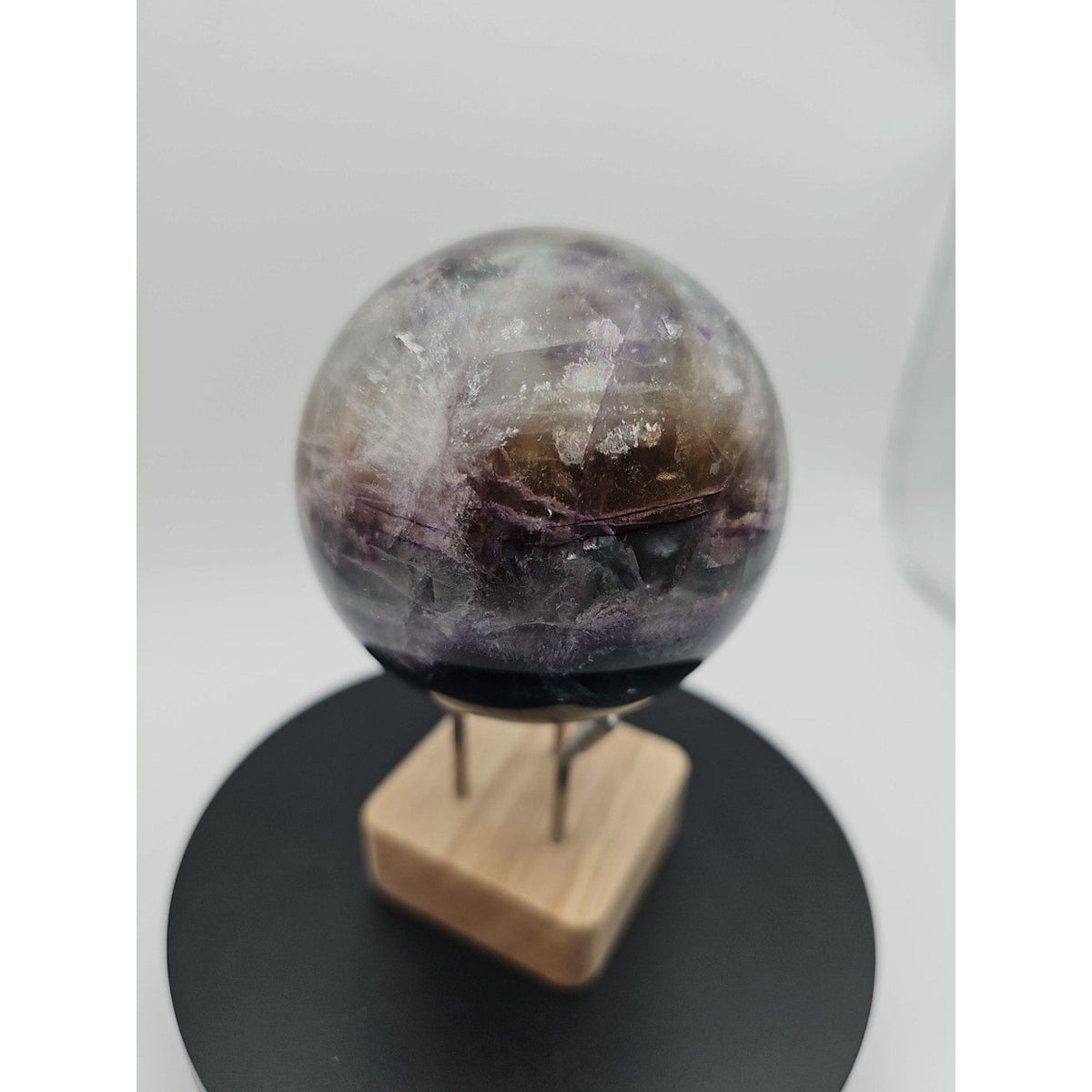 Natural Fluorite Crystal Sphere — 1.5lb, Purple & Green Banding