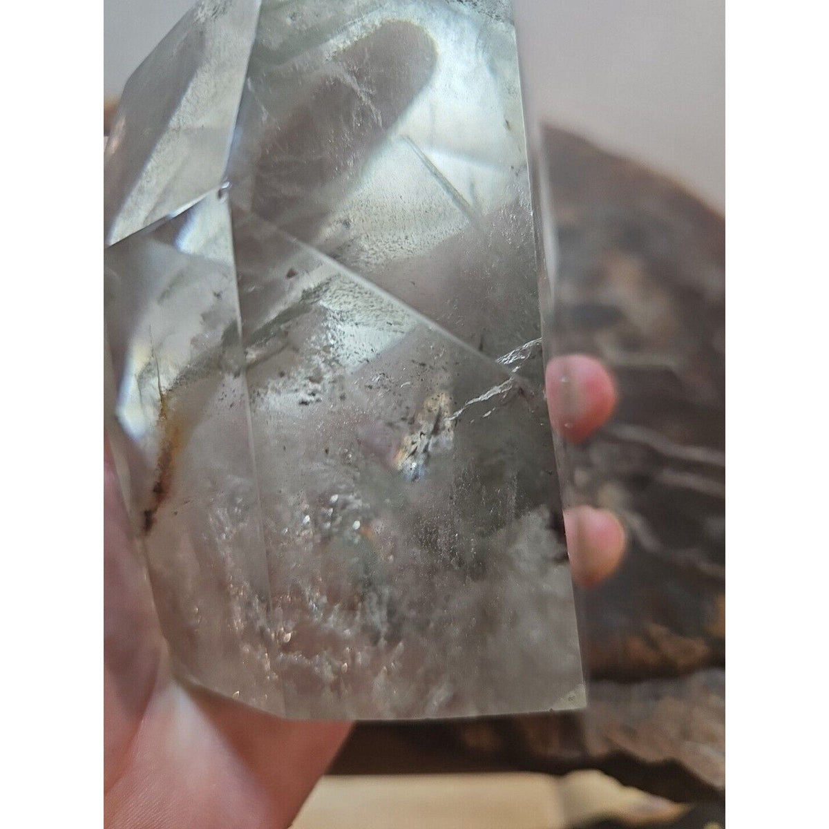 Green Ghost Phantom Quartz Crystal Obelisk — 2.7 lbs, Madagascar