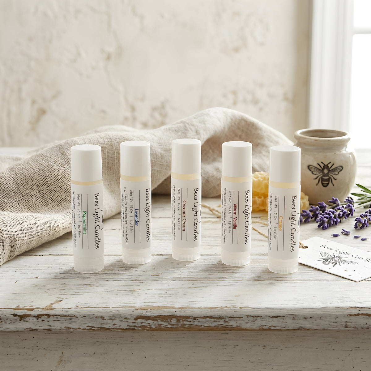 Organic Coconut Oil & Organic Beeswax Lip Balm, Shea Butter Lip Care, Peppermint Lavender Warm Vanilla Orange Coconut Cream Flavor Options