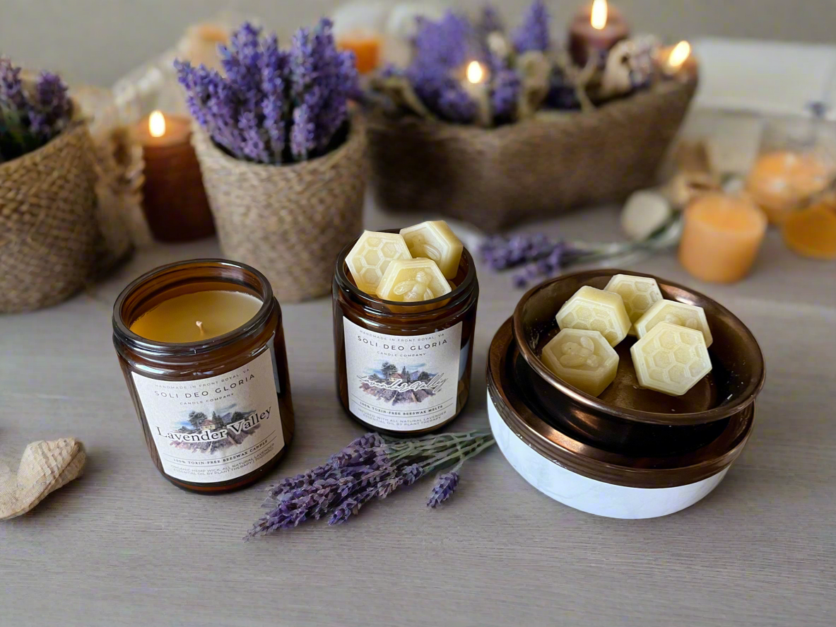 Lavender Valley Beeswax Candle | Organic Essential Oil Infused