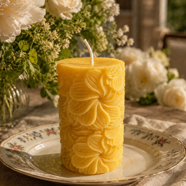 Pinwheel Flower Pillar Candle