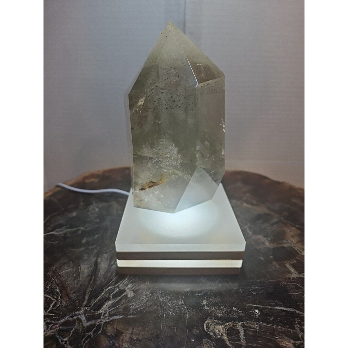 Green Ghost Phantom Quartz Crystal Obelisk — 2.7 lbs, Madagascar