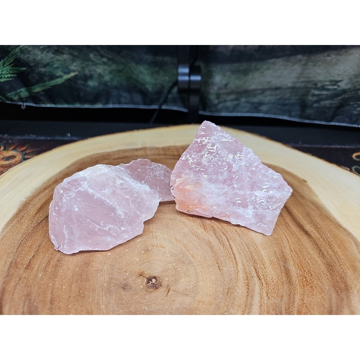 Raw Rose Quartz Chunk Pair — 1lb Natural Crystal, Brazil