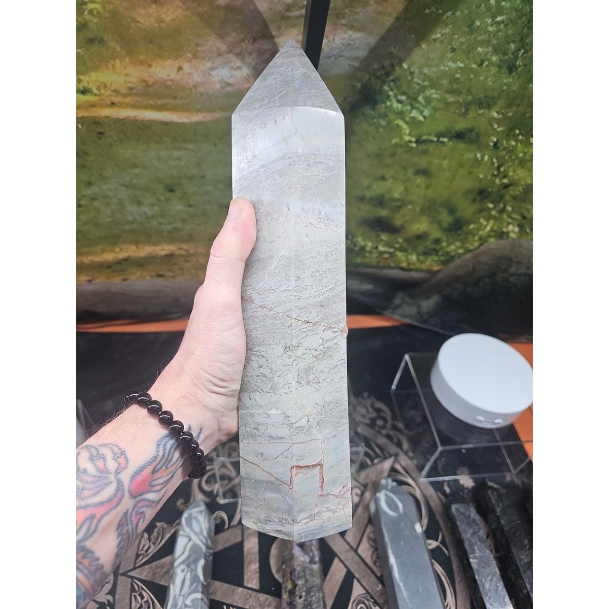 6.66lbs 12in Tall Ocean Jasper Crystal Point