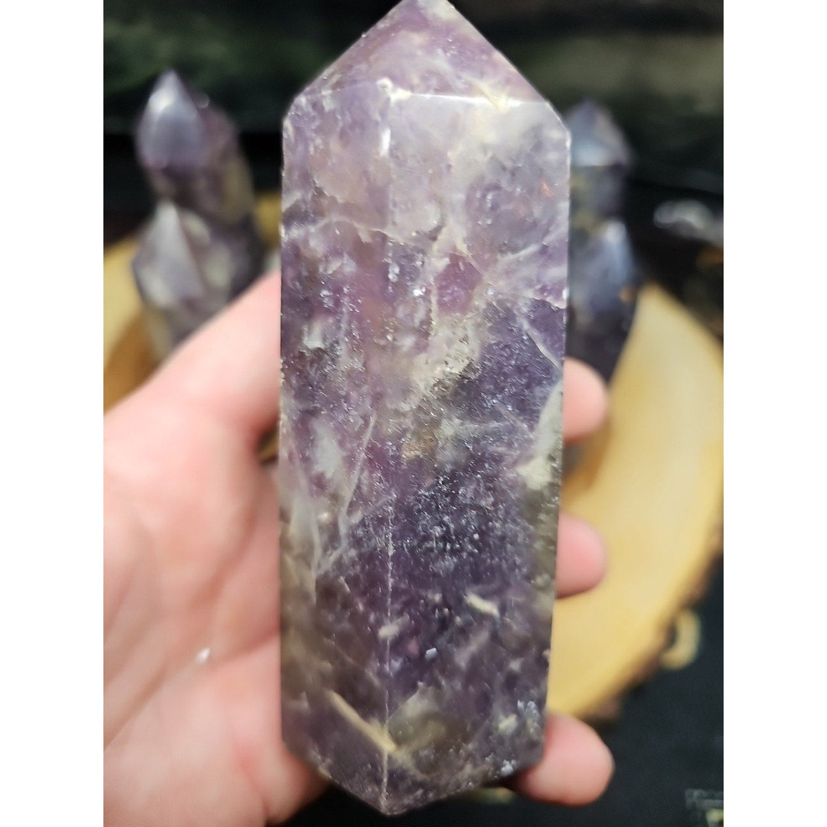 Purple Mica Lepidolite Crystal Tower — 300g–400g, Africa