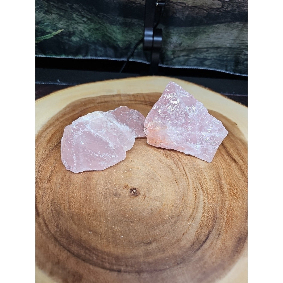 Raw Rose Quartz Chunk Pair — 1lb Natural Crystal, Brazil