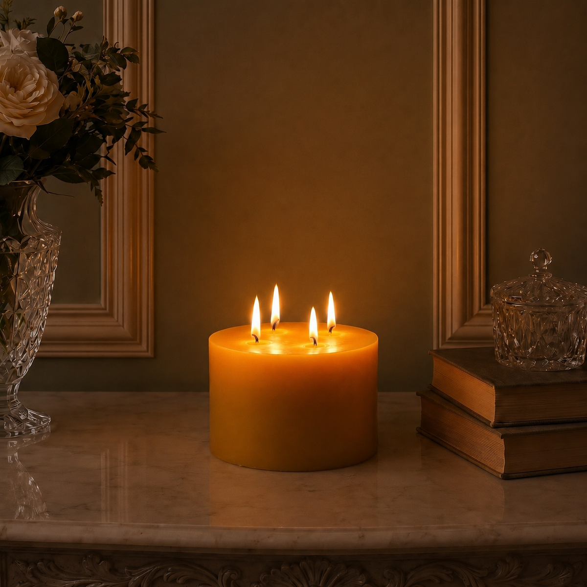 6x4" Yellow Beeswax Pillar Candle