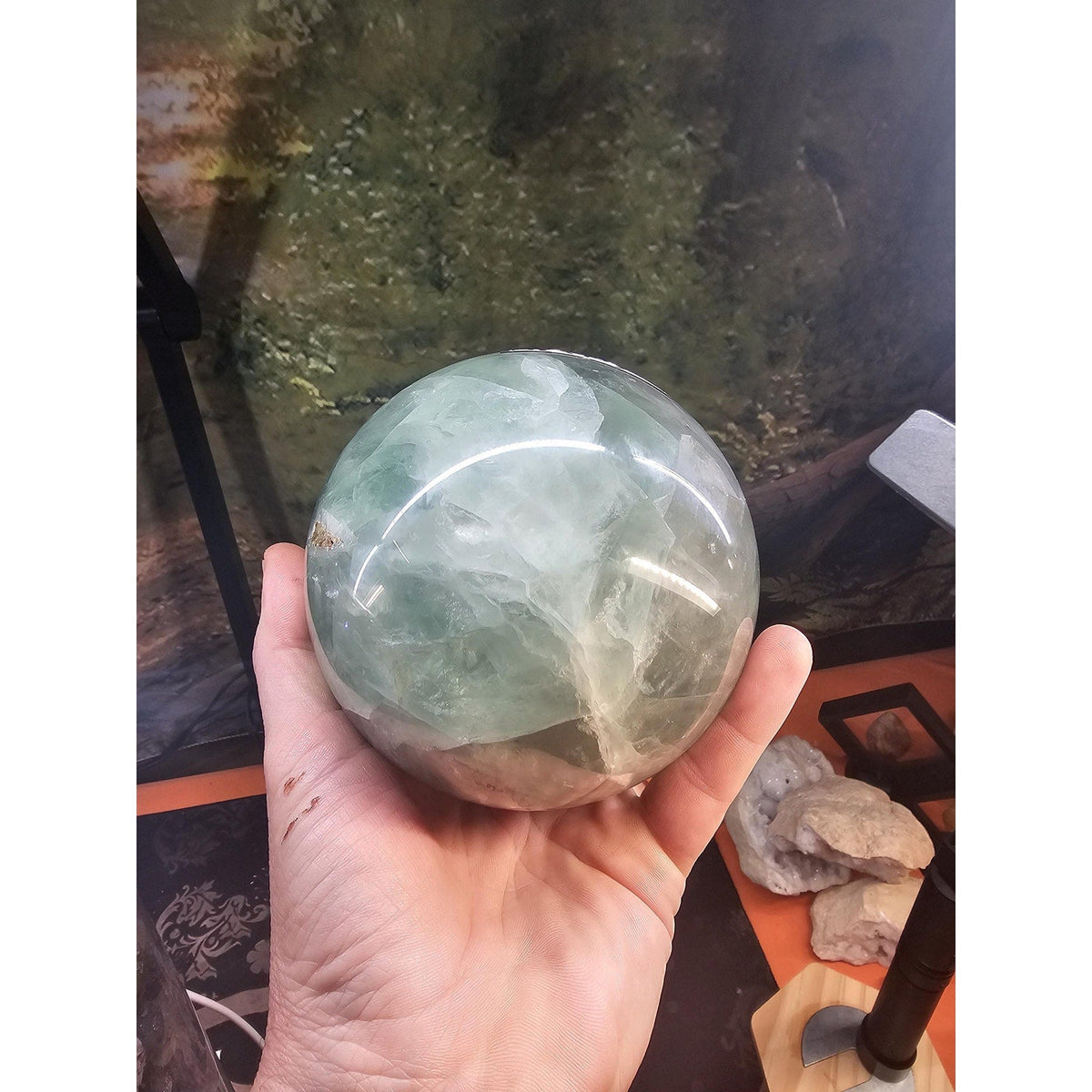 22 lb Mixed Crystal Vase with LED Fluorite Sphere
