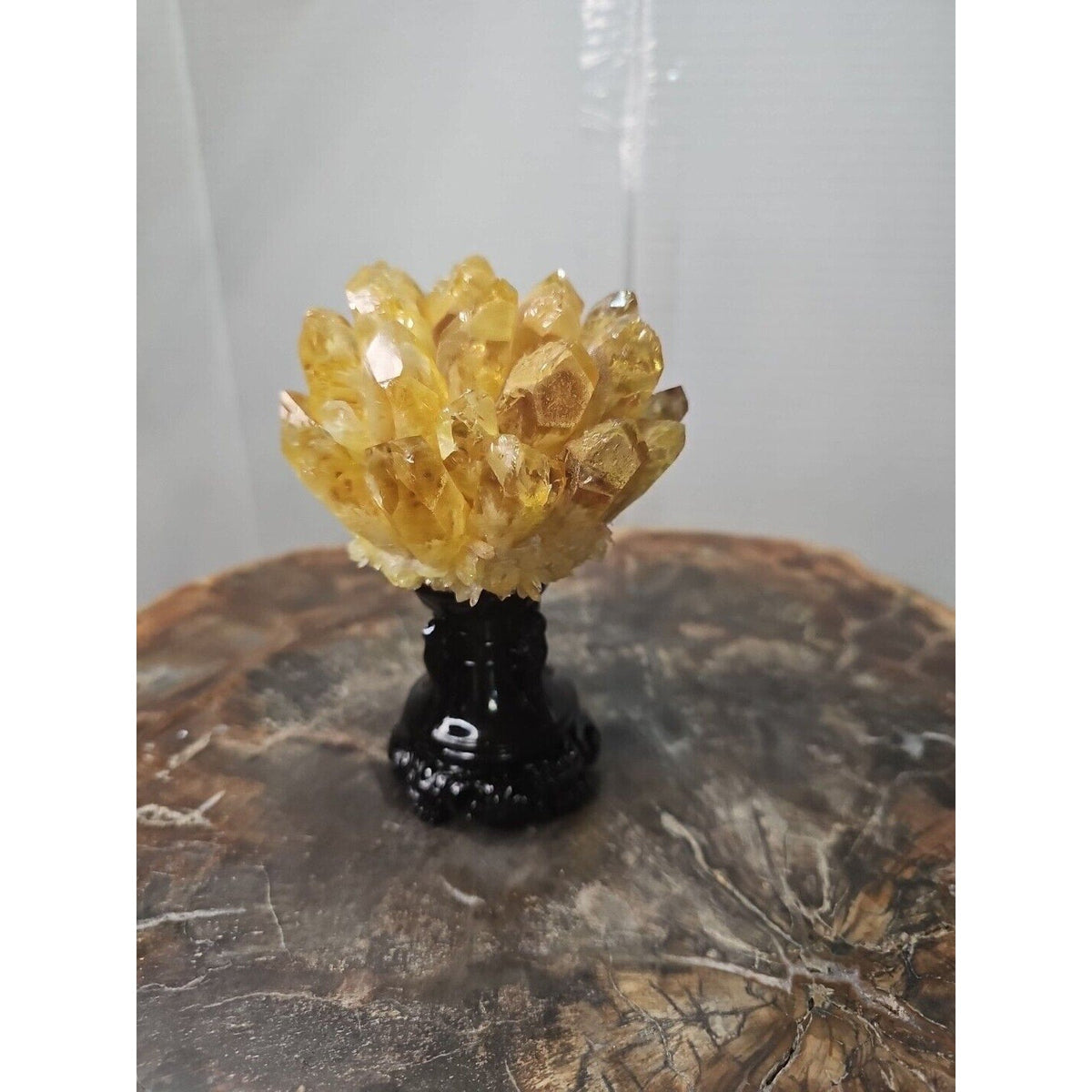 Yellow Phantom Quartz Cluster with Stand – 1.12 lb