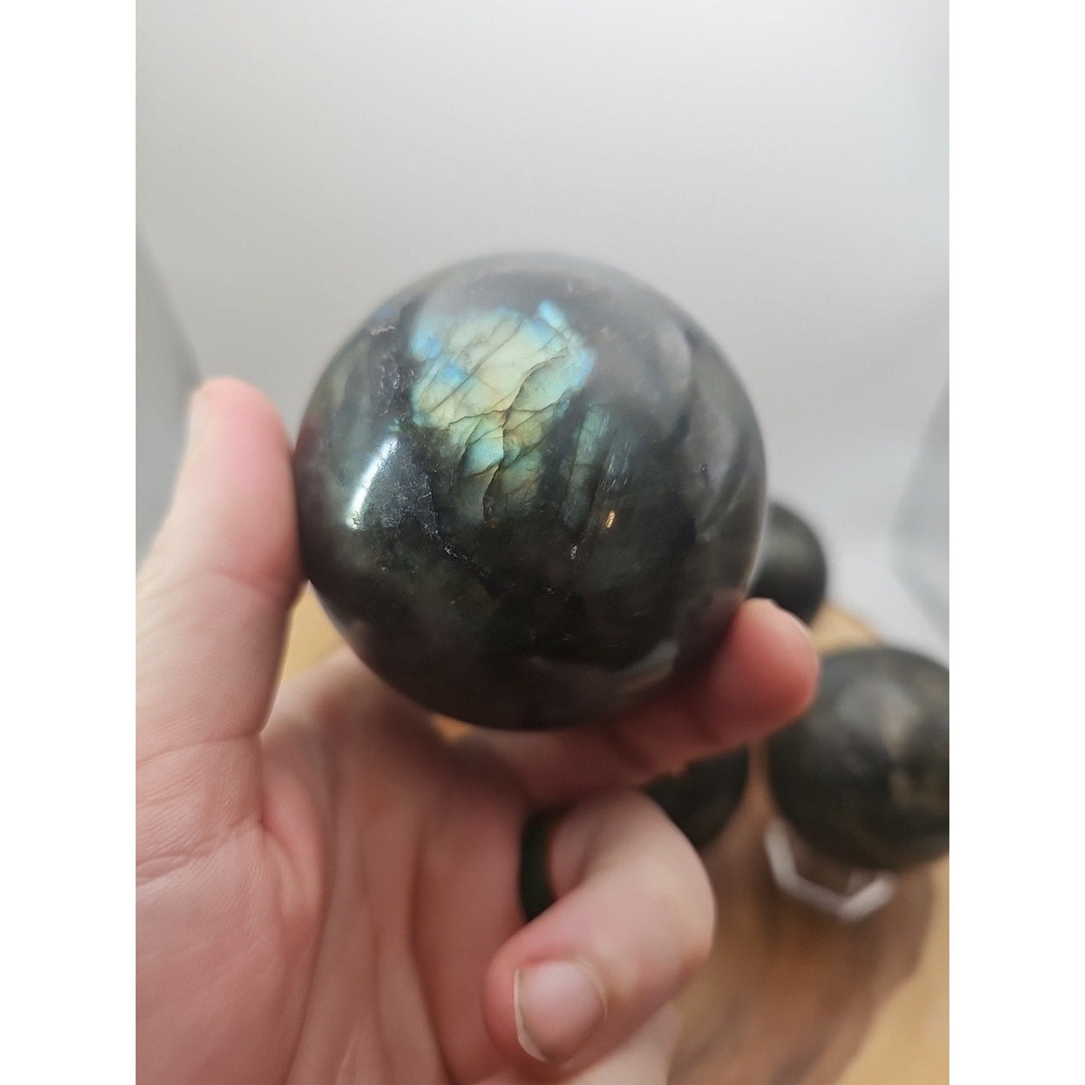 Rainbow Labradorite Crystal Sphere — 1lb Polished Ball with Stand