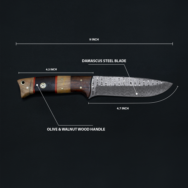 Hand forged knife, Damascus knife, Hand forged Damascus, Hand made hunting knife, Camping knife by Titan Td-192