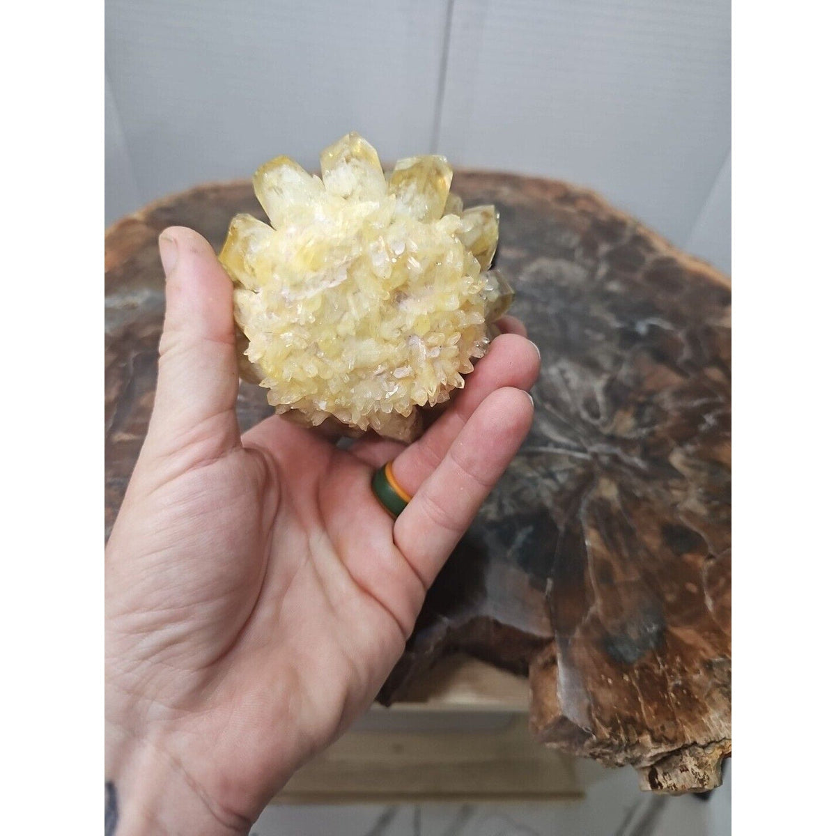 Yellow Phantom Quartz Cluster with Stand – 1.12 lb