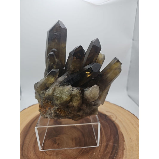 2.77LB Top rare natural beautiful black quartz crystal cluster mineral sample -