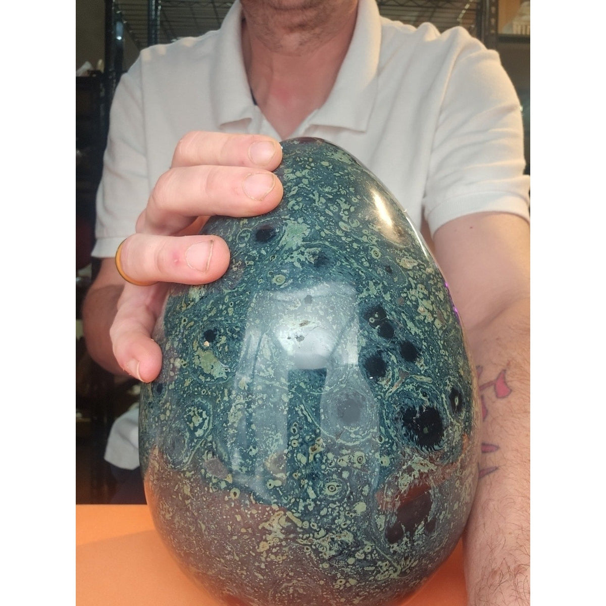 Kambaba Jasper Specimen with Jade Stand – 15.2 lb