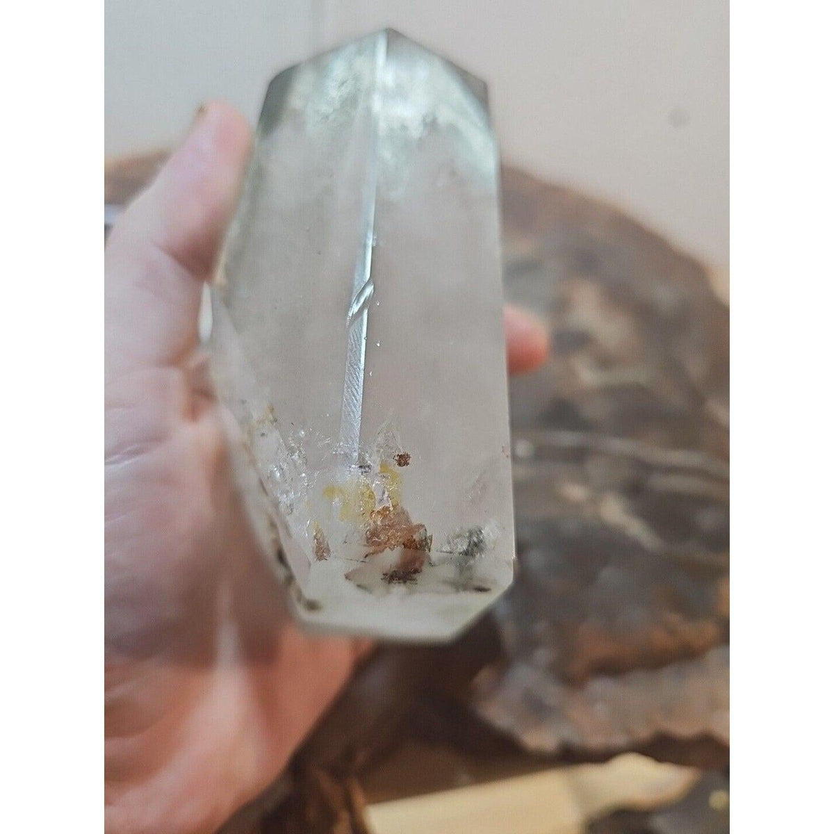 Madagascar Green Ghost Phantom Quartz Obelisk - 1.73LB Vitreous Healing Point