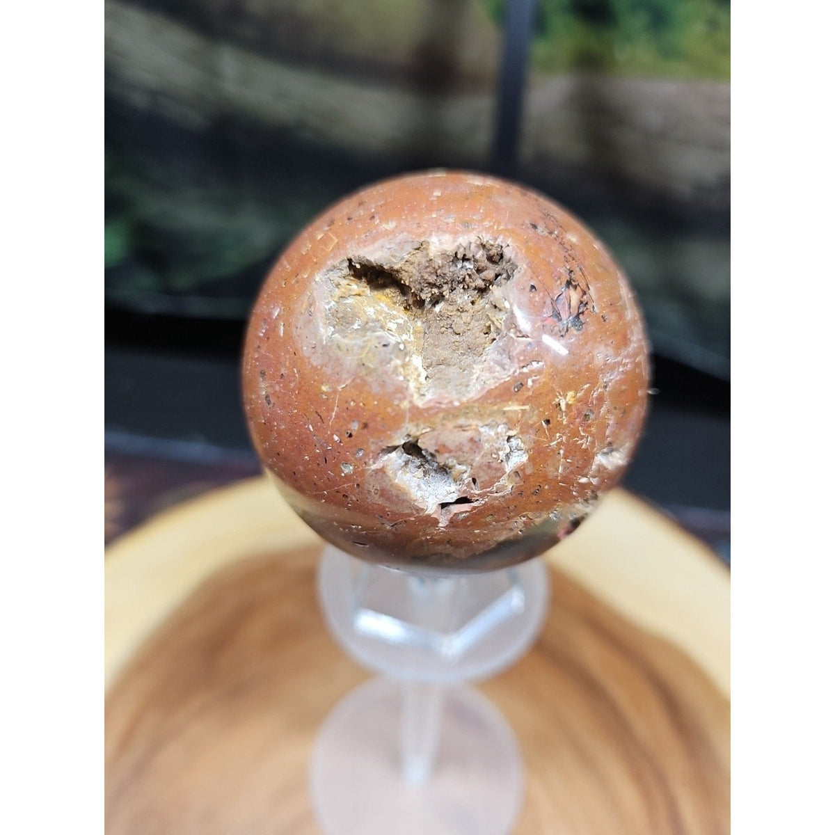0.74 lb Vesuvianite Agate Carnelian Geode Sphere