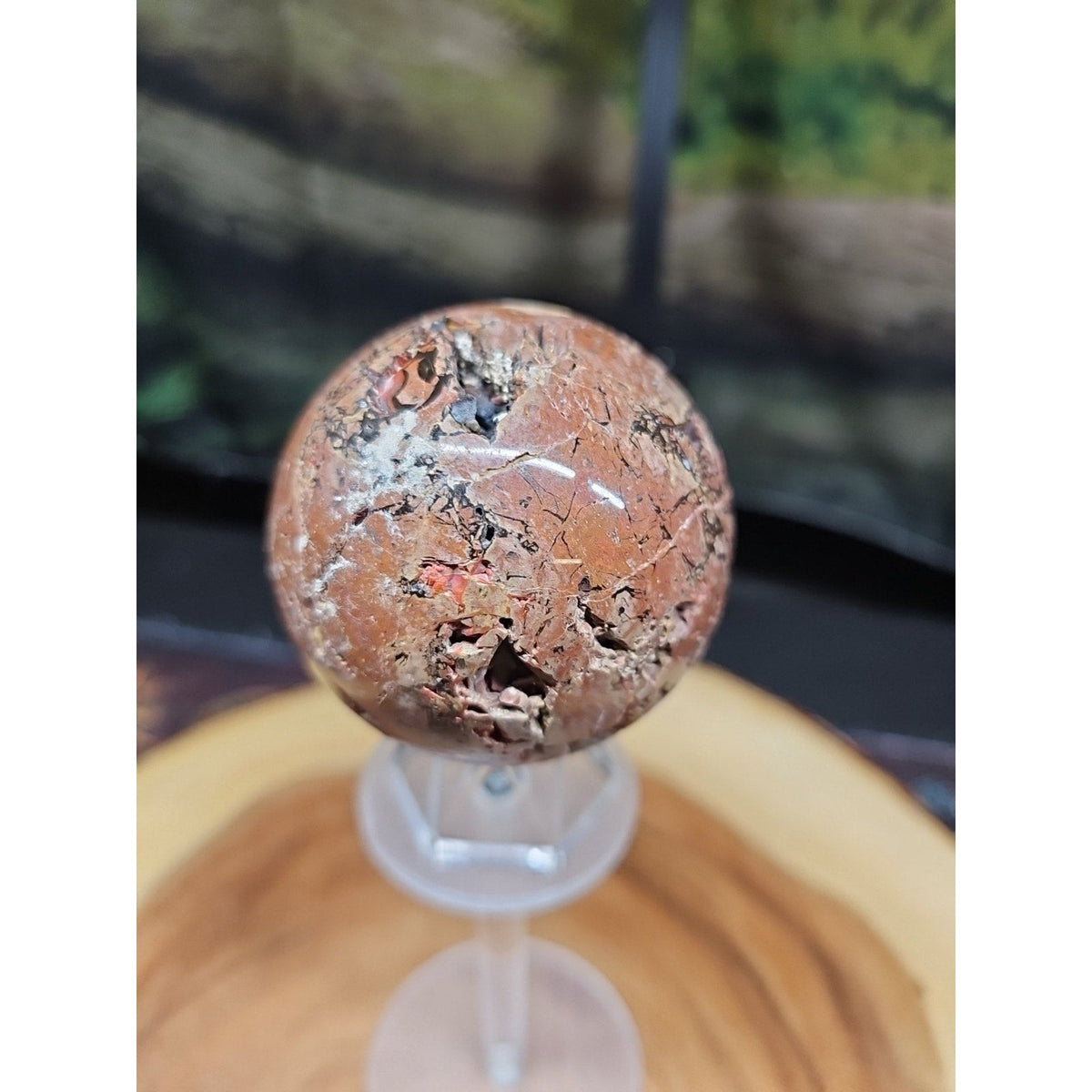 0.74 lb Vesuvianite Agate Carnelian Geode Sphere