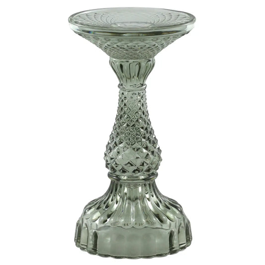 Glass Pillar Candle Holders – Green