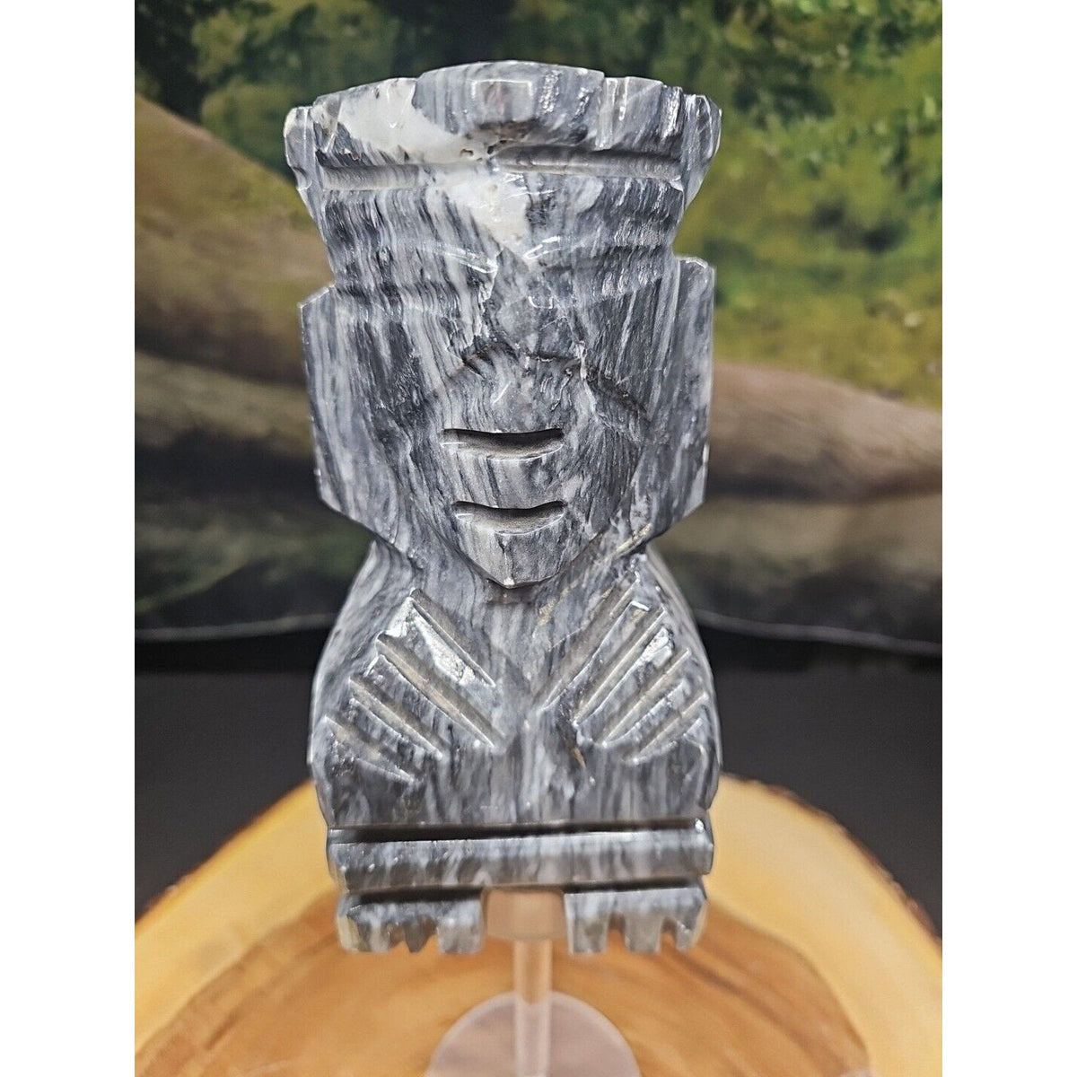 Carved Onyx Aztec Mayan Tiki Sculpture — 4 lbs, 7 inches, Mexican Onyx
