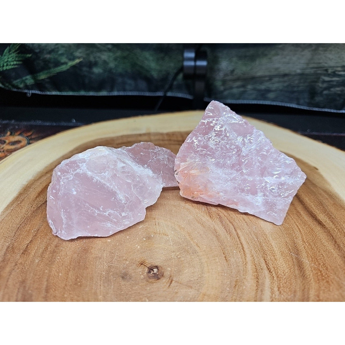 Raw Rose Quartz Chunk Pair — 1lb Natural Crystal, Brazil