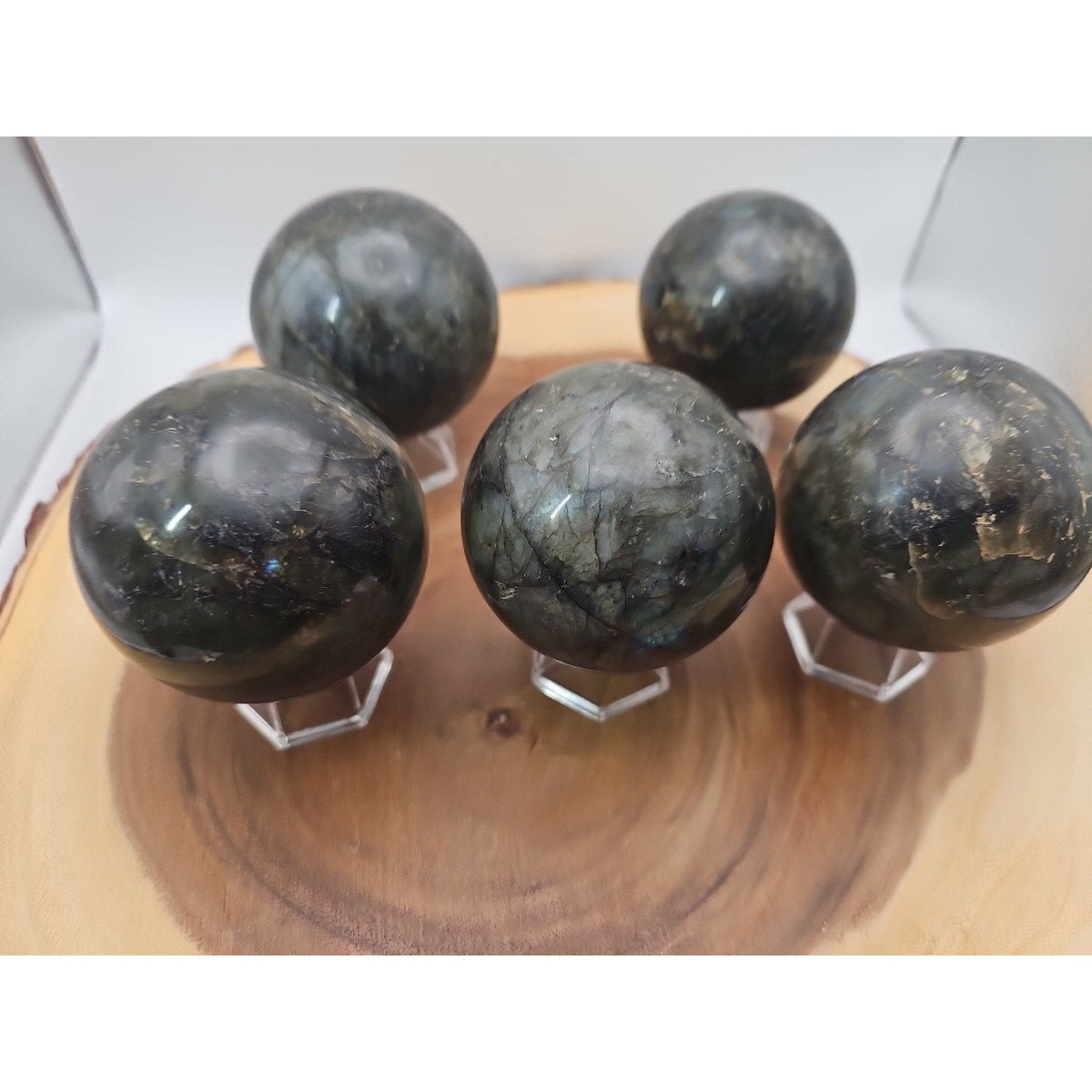 Rainbow Labradorite Crystal Sphere — 1lb Polished Ball with Stand