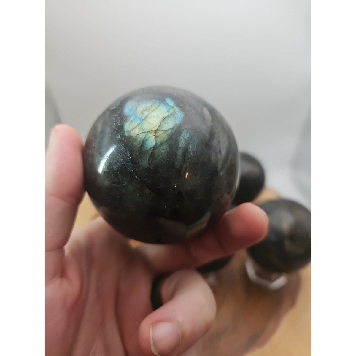 Rainbow Labradorite Crystal Sphere — 1lb Polished Ball with Stand