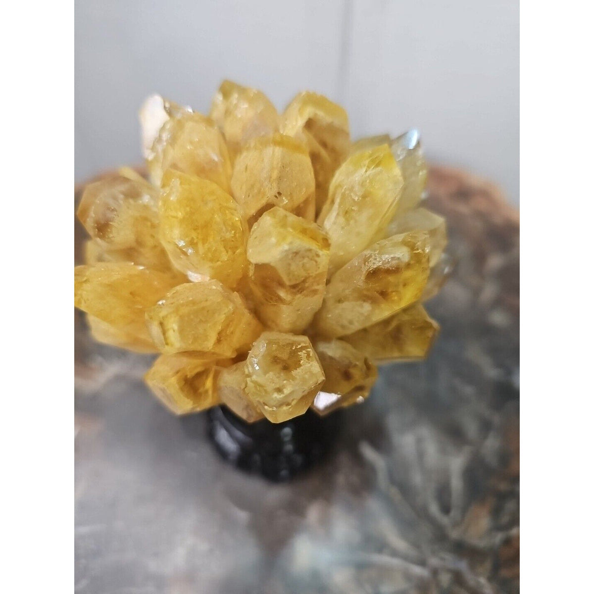 Yellow Phantom Quartz Cluster with Stand – 1.12 lb