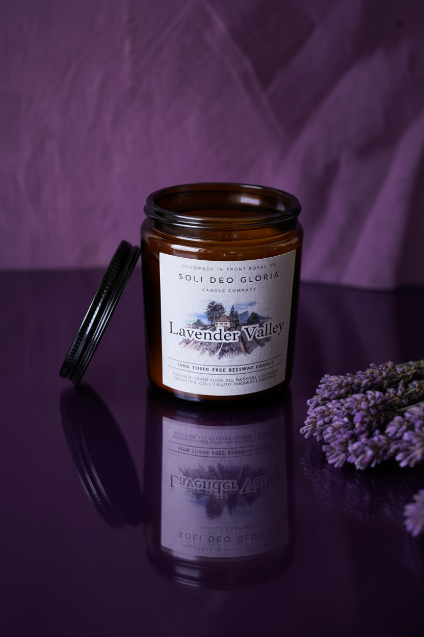 Lavender Valley Beeswax Candle | Organic Essential Oil Infused