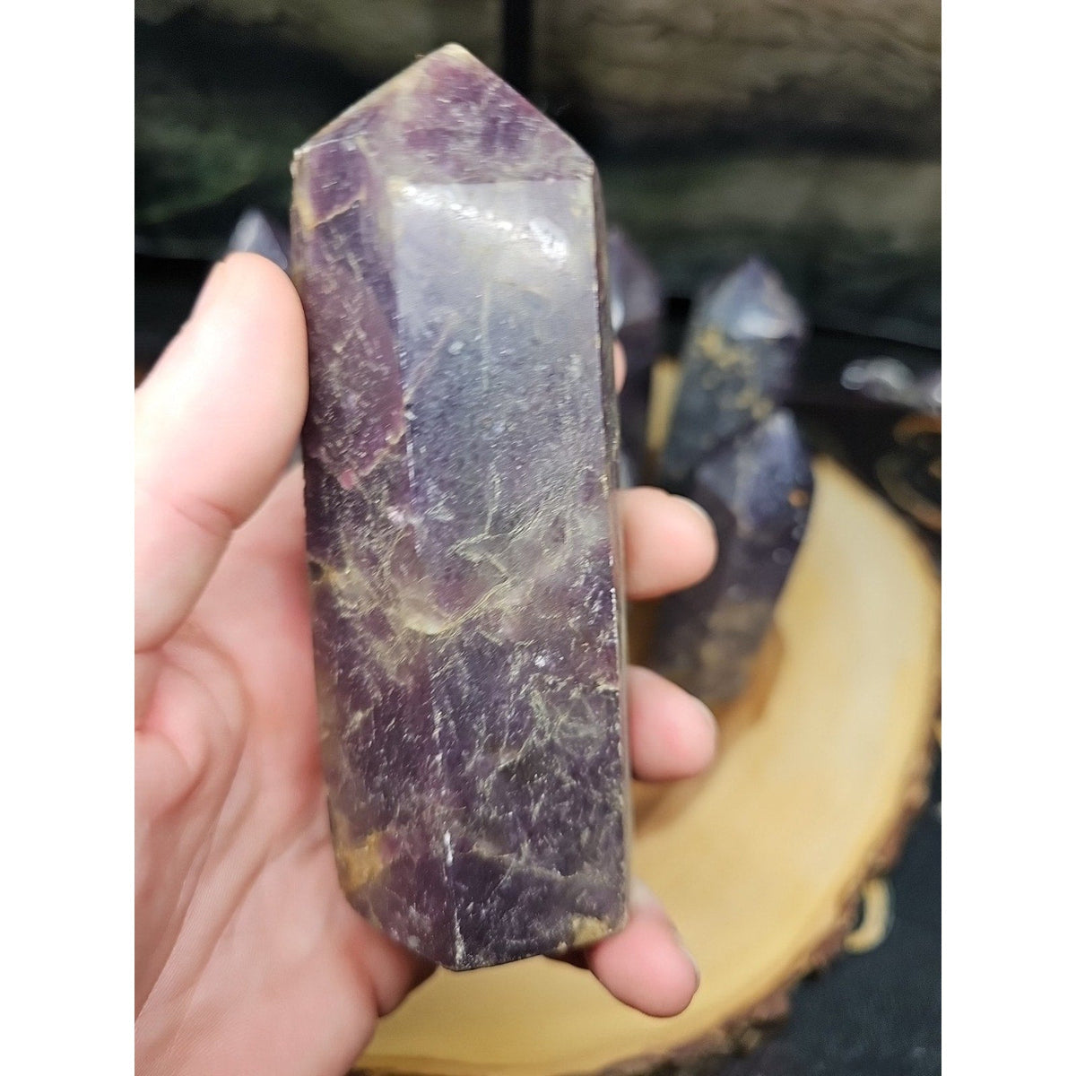 Purple Mica Lepidolite Crystal Tower — 300g–400g, Africa