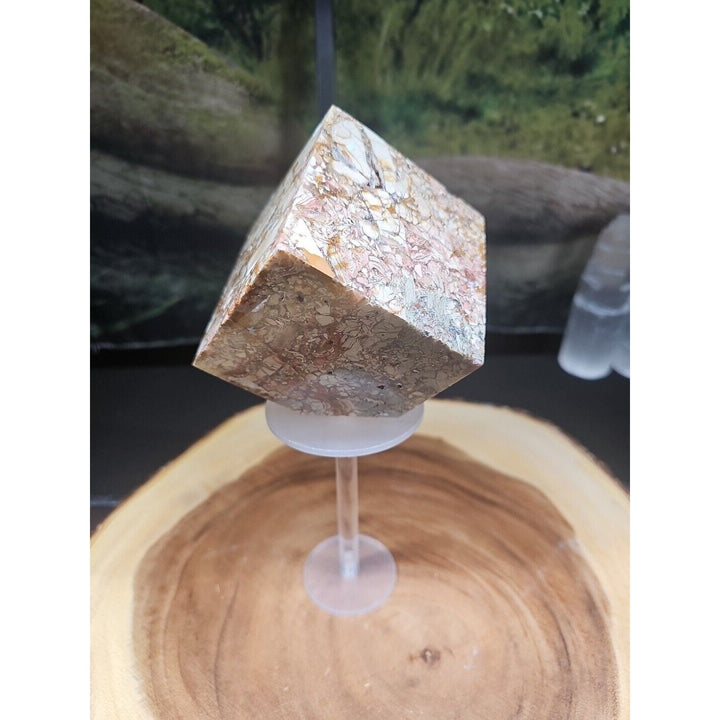 2.83LB 1Pcs Natural Ocean Jasper Onyx Quartz Crystal Geode Square Heptahedron