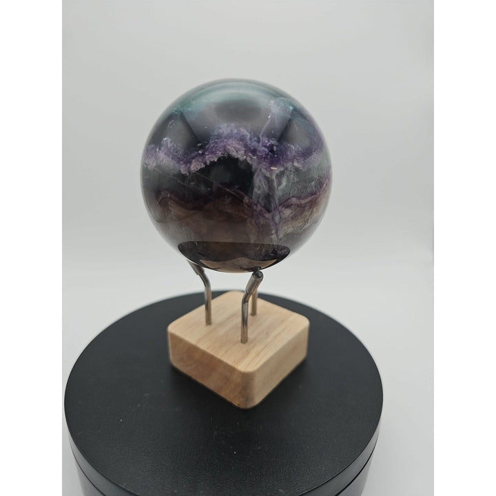 Natural Fluorite Crystal Sphere — 1.5lb, Purple & Green Banding