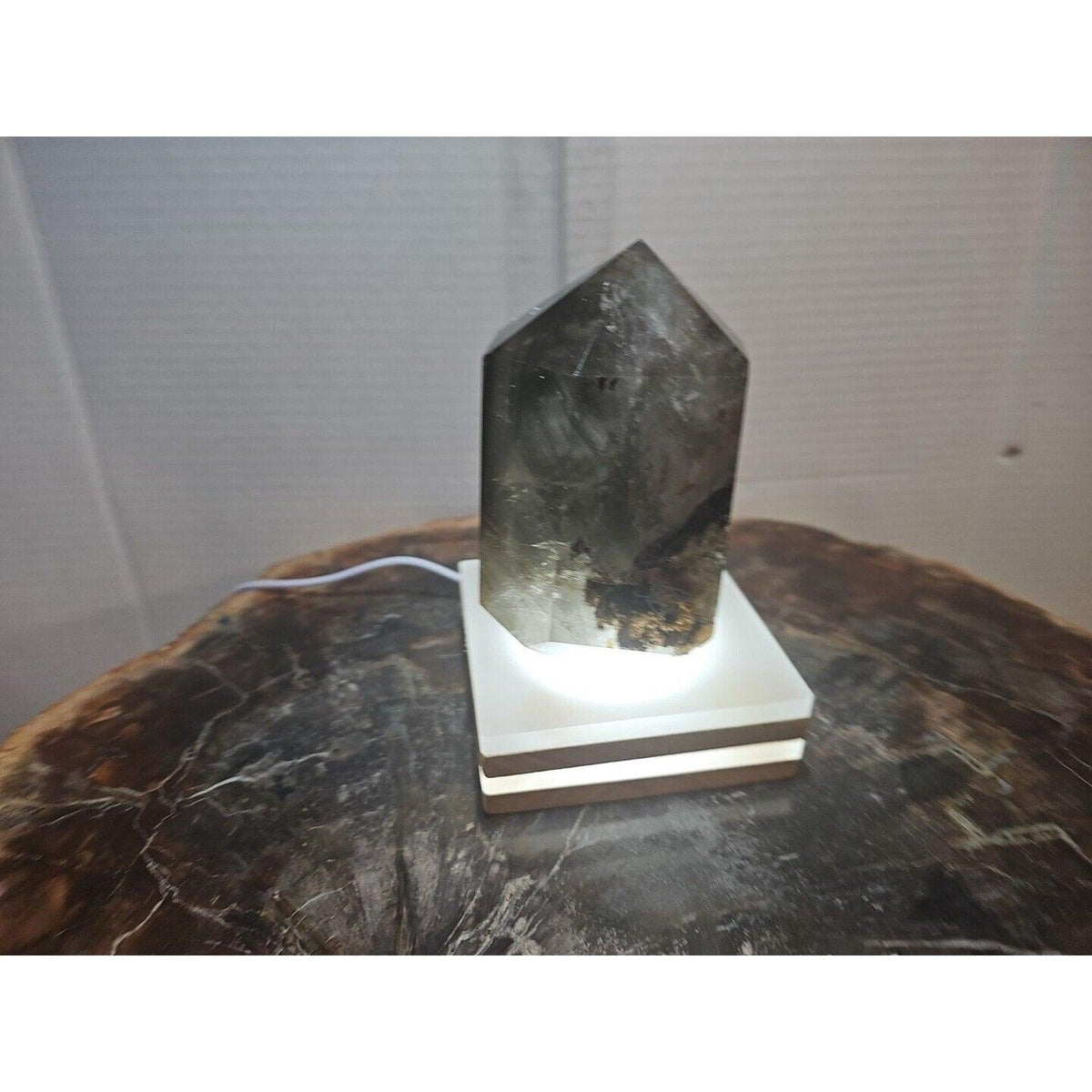 Green Ghost Phantom Quartz Crystal Obelisk — 1.73 lbs, Madagascar
