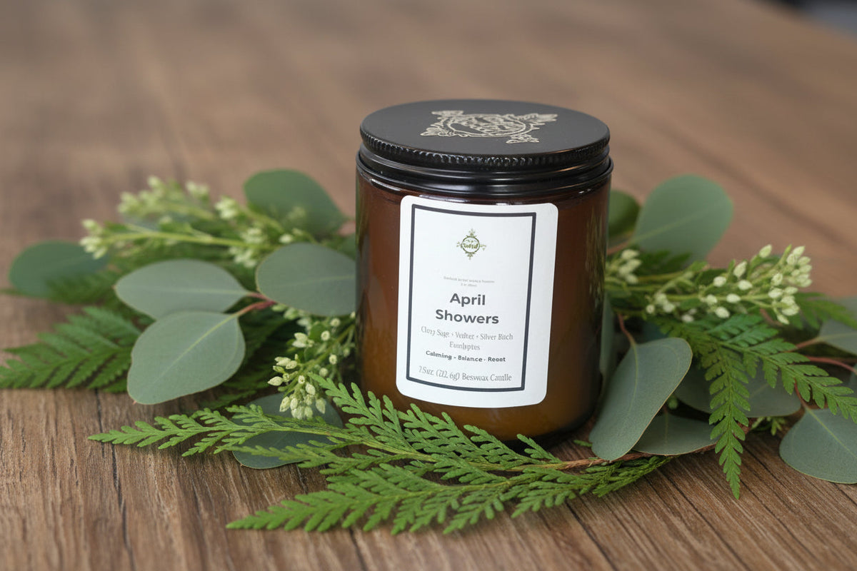 April Showers - Beeswax Candle - 7.5oz - Eucalyptus, Clary Sage, Vetiver