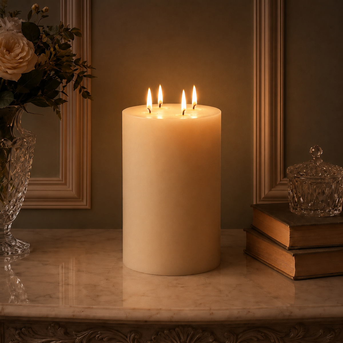 6x9" White Beeswax Pillar Candle