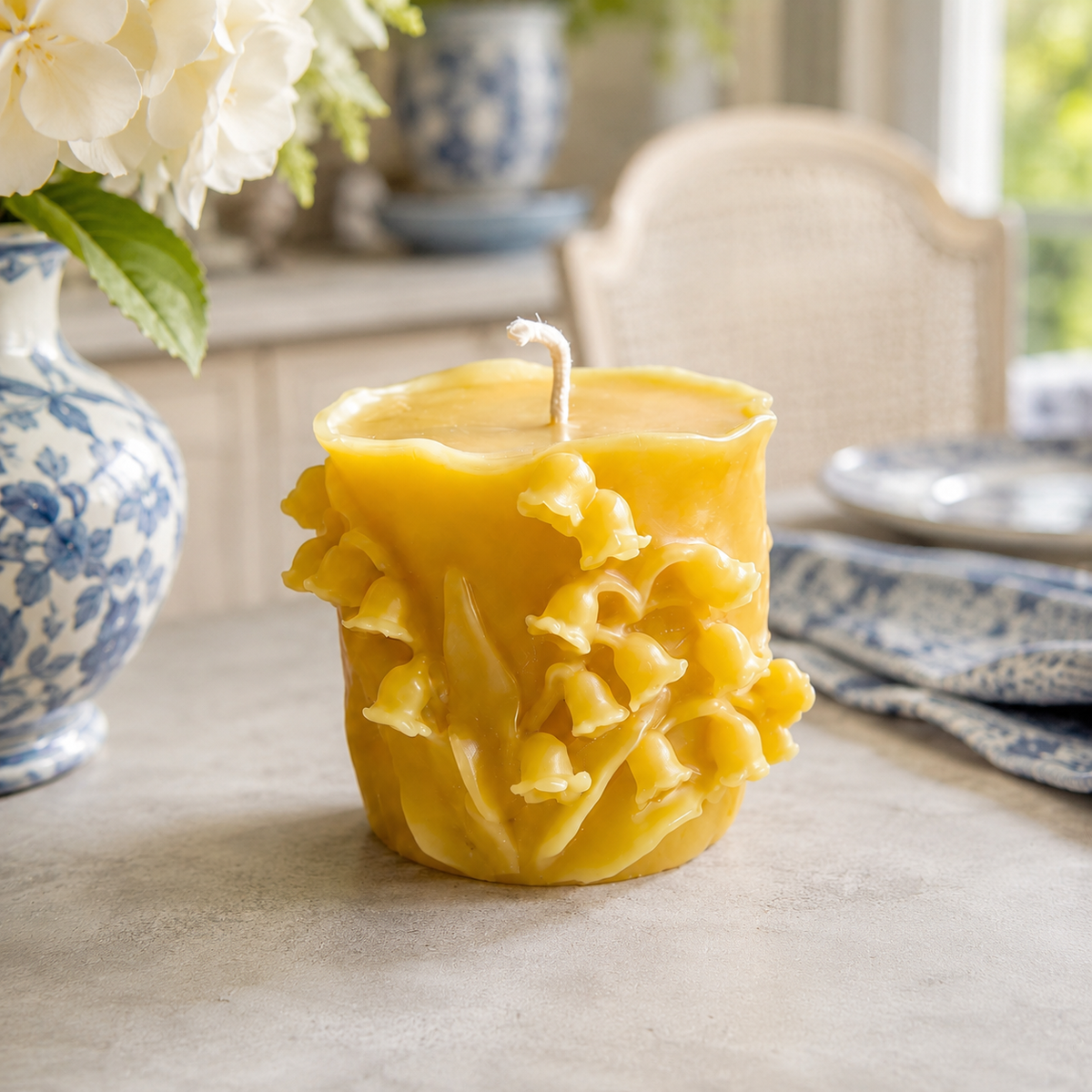 Wandering Lily of the Valley Beeswax Pillar Candles