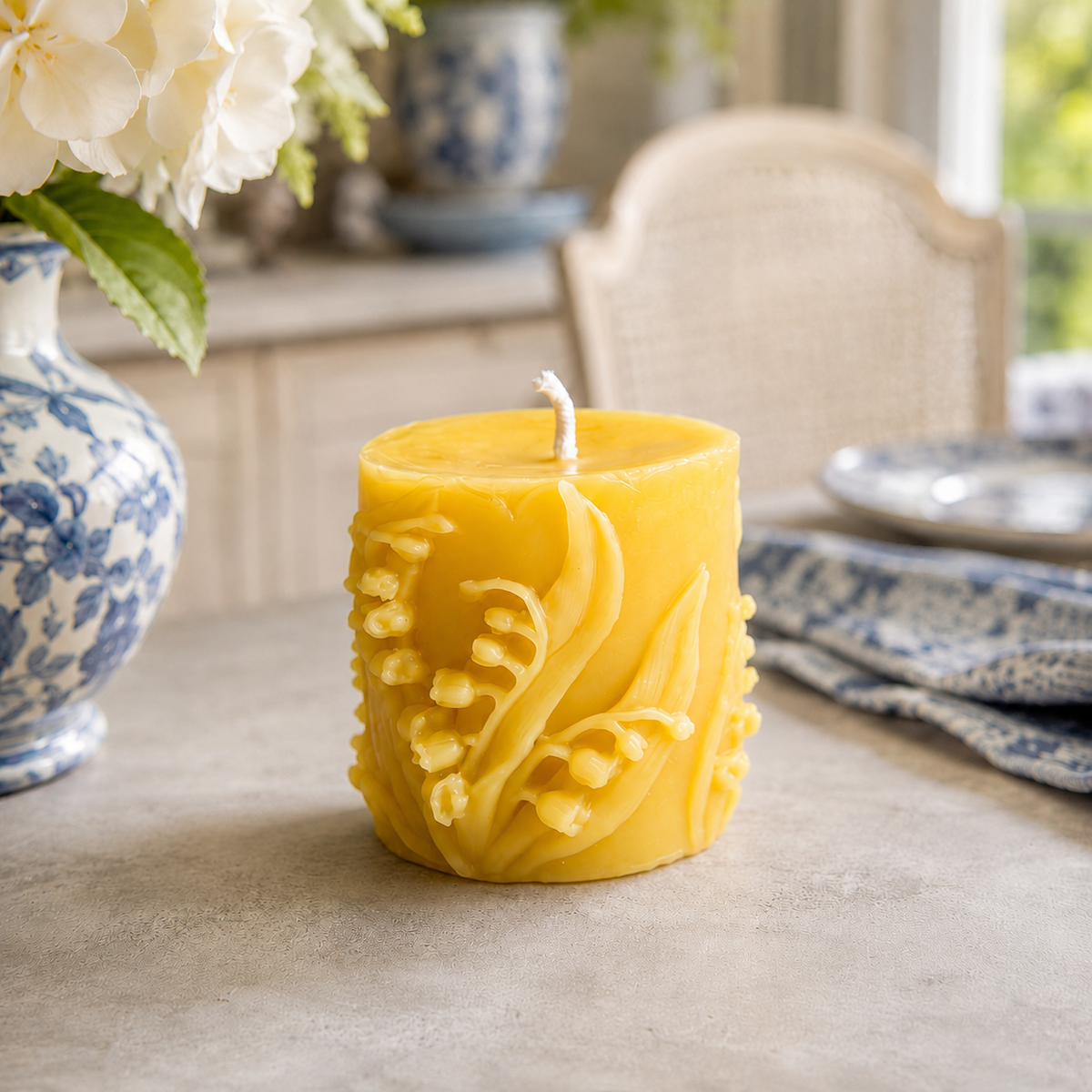 Wandering Lily of the Valley Beeswax Pillar Candles