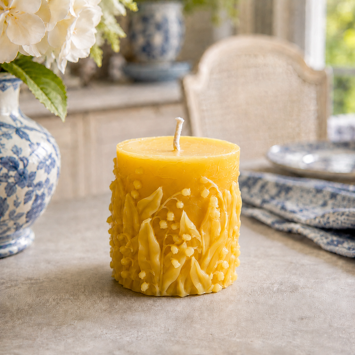 Wandering Lily of the Valley Beeswax Pillar Candles