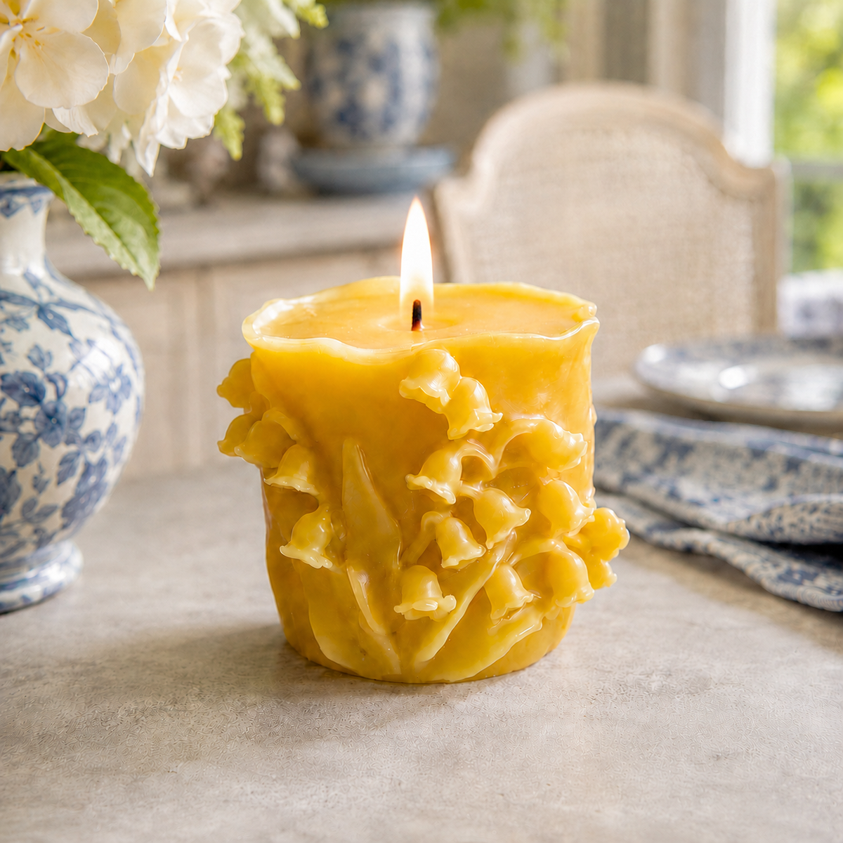 Wandering Lily of the Valley Beeswax Pillar Candles