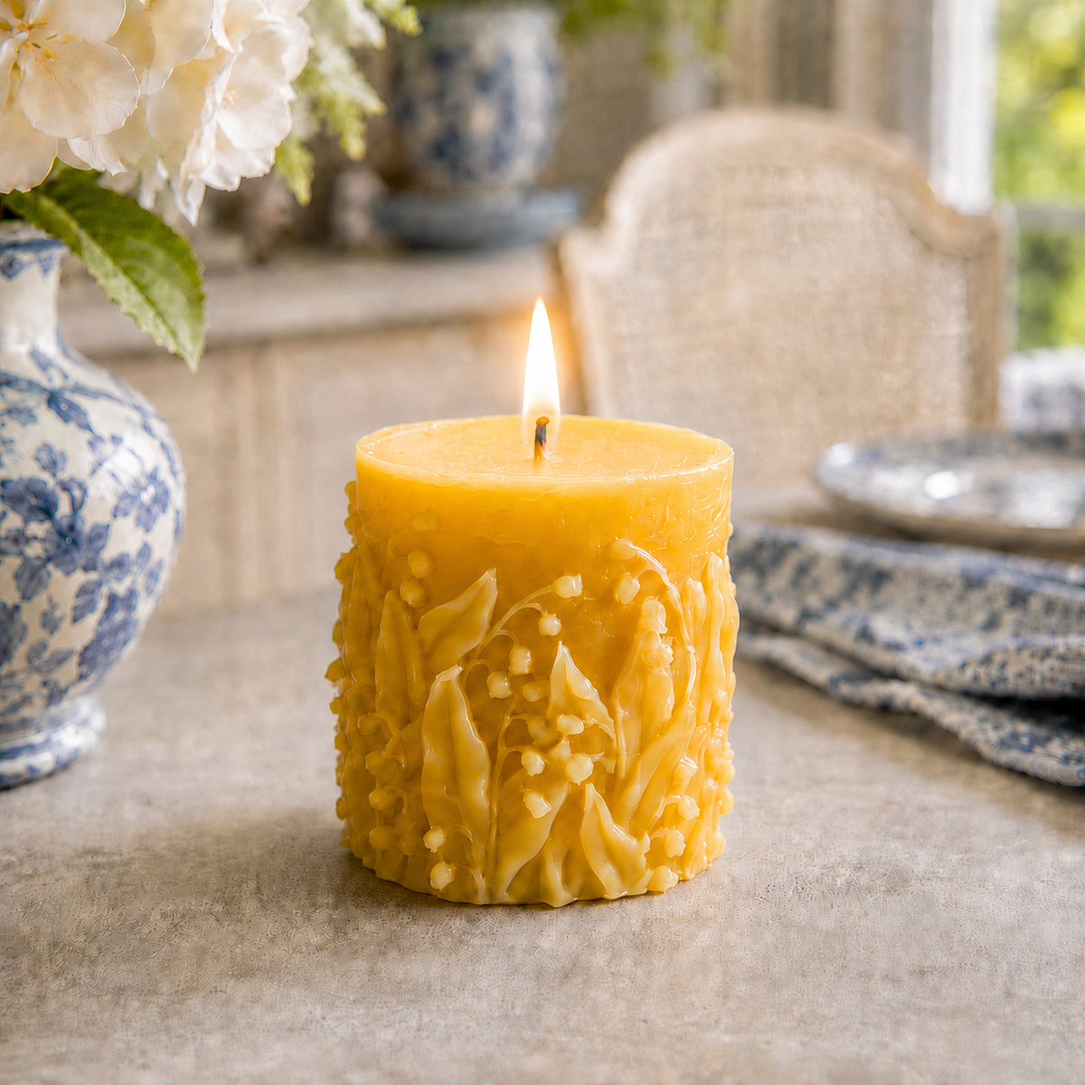 Wandering Lily of the Valley Beeswax Pillar Candles