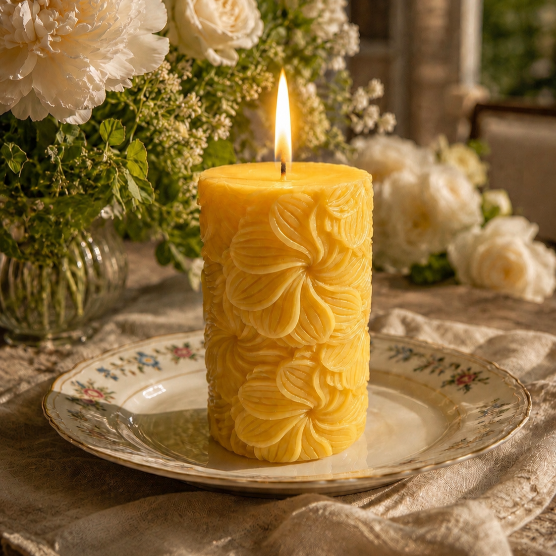 Pinwheel Flower Pillar Candle