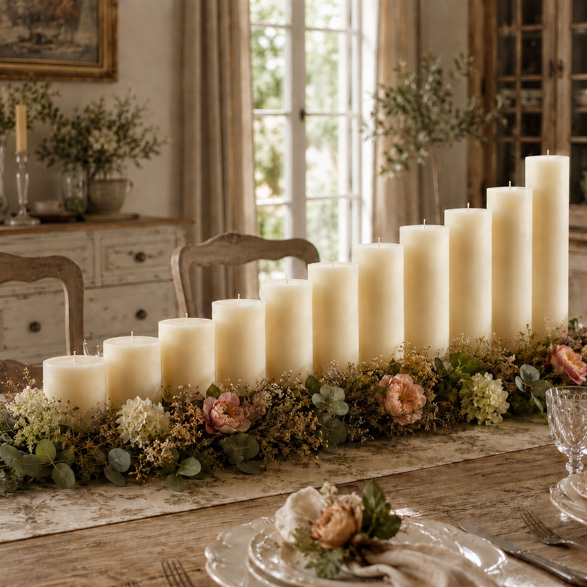 3x12 Inch White Beeswax Pillar Candle